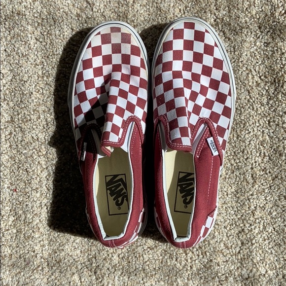 Vans Shoes - VANS Checkerboard Rumba Red & White Slip-On Shoes